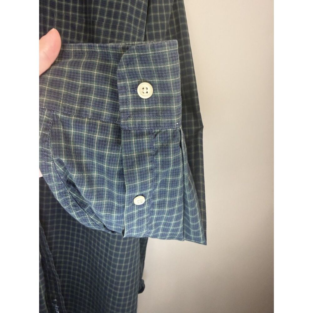 Y2K Nautica Men's Green and Navy Plaid Long Sleeve Button Down Size XL - Picture 5 of 15